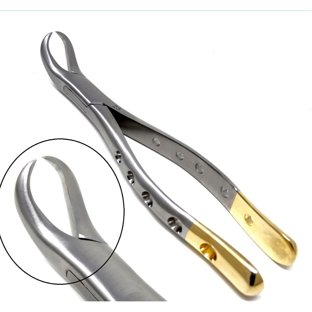 Dental Extracting Forceps #23 – Hole & Gold Handle