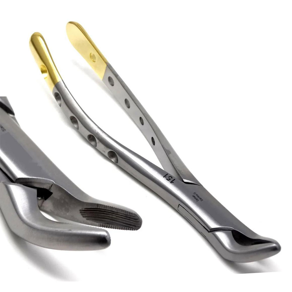 Dental Extracting Forceps #151 – Hole & Gold Handle