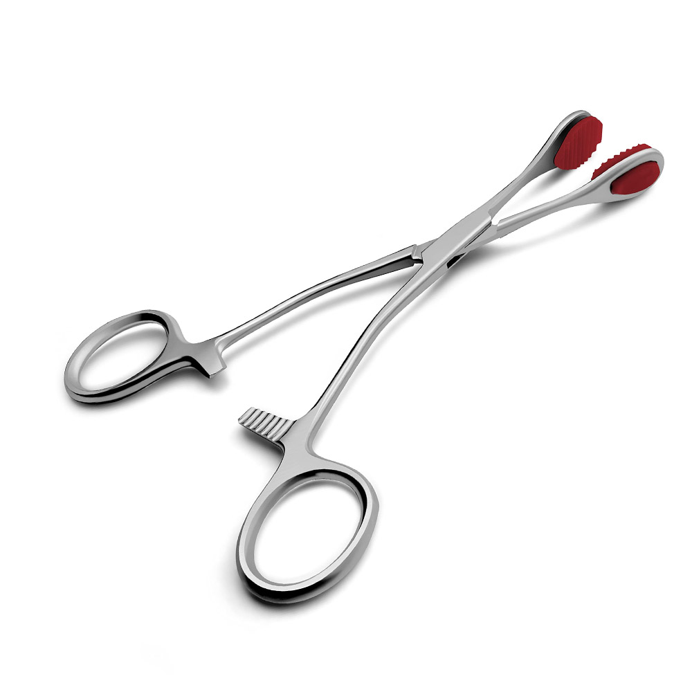Tong Forceps 9.5″ with Black PVC Grip