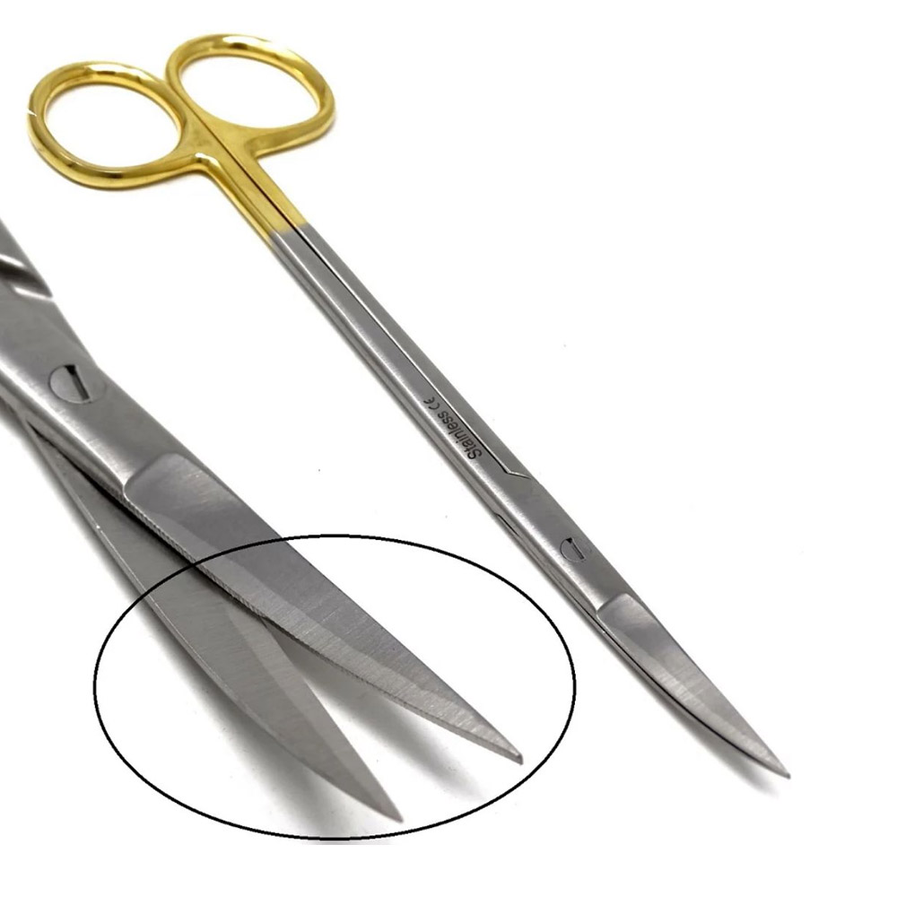 T.C Iris Scissors Curved 4.5″ – Gold Handle, Serrated